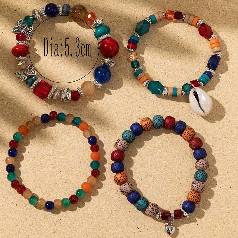 Multi Color jewelry,Geometric jewelry,Shell Multi Color Alloy Bracelet Set