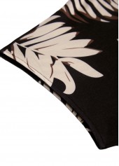 Black dresses,Plants dresses,Vacation dresses,Vacation dresses,Tummy Coverage Tropical Plants Print Black Short Dress