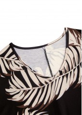 Black dresses,Plants dresses,Vacation dresses,Vacation dresses,Tummy Coverage Tropical Plants Print Black Short Dress