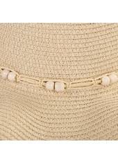 Beige accessories,Plain Color accessories,Bowknot Beads Detail Beige Visor Hat