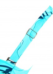 Cyan swimwear,Floral swimwear,Plants swimwear,ROTITA Tie Cyan Floral Print One Piece Swimdress