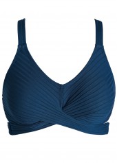 Peacock Blue swimwear,Plain Color swimwear,ROTITA Surplice Lace Peacock Blue Bikini Set