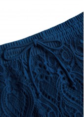 Peacock Blue swimwear,Plain Color swimwear,ROTITA Surplice Lace Peacock Blue Bikini Set