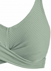 Sage Green swimwear,Plants swimwear,ROTITA Criss Cross Sage Green Tropical Plants Print Bikini Set