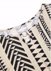 Light Camel dresses,Black dresses,Striped dresses,Geometric dresses,Everyday dresses,Casual dresses,ROTITA Circular Ring Striped Light Camel A Line Sleeveless Dress