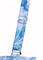 Dusty Blue swimwear,Floral swimwear,Plants swimwear,ROTITA Bowknot Dusty Blue Floral Print One Piece Swimwear