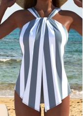 maillot de bain une pièce à rayures grises croisées rotita