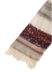 Beige plus size,Striped plus size,Geometric plus size,ROTITA Plus Size Embroidery Beige Striped V Neck T Shirt