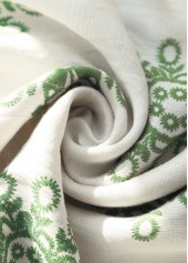 Raw white dresses,Green dresses,Tribal dresses,Vacation dresses,Vacation dresses,ROTITA Embroidery Tribal Print Raw White Maxi Square Neck Dress