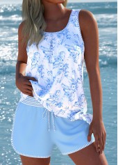 ROTITA Tie Blue Floral Print Tankini Set