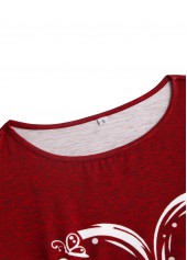 Red plus size,Heart plus size,Animal Print plus size,ROTITA Plus Size Patchwork Red Heart Print T Shirt
