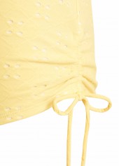 Yellow swimwear,Plain Color swimwear,ROTITA Jacquard Detail Bandeau Yellow Tankini Set