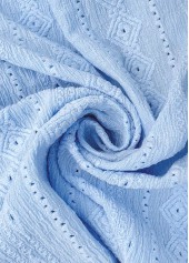 Light Blue tops,Plain Color tops,ROTITA Lace Light Blue Split Neck Short Sleeve Blouse