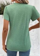 Sage Green tops,Plain Color tops,ROTITA Sage Green V Neck Short Sleeve T Shirt