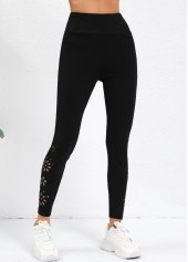 Schwarze knöchellange Leggings mit elastischem Bund und hoher Taille