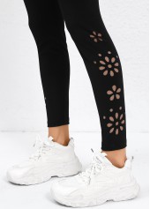 Black bottoms,Plain Color bottoms,Black High Waisted Elastic Waist Ankle Length Leggings