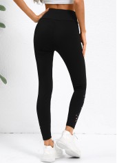 Black bottoms,Plain Color bottoms,Black High Waisted Elastic Waist Ankle Length Leggings
