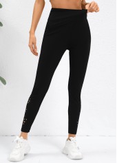 Black bottoms,Plain Color bottoms,Black High Waisted Elastic Waist Ankle Length Leggings