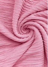 Pink tops,Plain Color tops,ROTITA Jacquard Pink Asymmetrical Neck Short Sleeve T Shirt