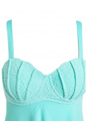 Mint Green swimwear,Plain Color swimwear,ROTITA Square Neck Jacquard Mint Green One Piece Swimdress