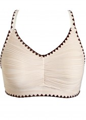 Light Camel swimwear,Plain Color swimwear,ROTITA V-Neck Ruched Light Camel Bikini Set