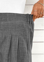 Dark Grey Marl bottoms,Plain Color bottoms,Button Dark Grey Marl Straight Leg High Waisted Shorts