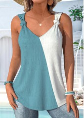 Rotita – Patchwork-Tanktop mit V-Ausschnitt und Ärmeln in Gelb