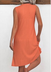 Orange dresses,Plain Color dresses,Everyday dresses,Casual dresses,ROTITA Patchwork Orange A Line V Neck Sleeveless Dress