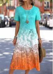 Multi Color dresses,Tribal dresses,Everyday dresses,Casual dresses,ROTITA Split Tribal Print Multi Color A Line Dress