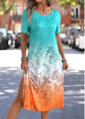 Multi Color dresses,Tribal dresses,Everyday dresses,Casual dresses,ROTITA Split Tribal Print Multi Color A Line Dress