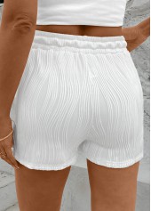 White bottoms,Plain Color bottoms,Drawstring White Elastic Waist High Waisted Shorts