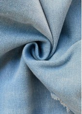 Denim Blue bottoms,Plain Color bottoms,Denim Blue Button Fly High Waisted Shorts