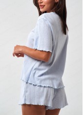 Dusty Blue loungewear,Plain Color loungewear,Dusty Blue Round Neck Lounge Top and Shorts