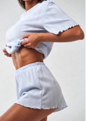 Dusty Blue loungewear,Plain Color loungewear,Dusty Blue Round Neck Lounge Top and Shorts