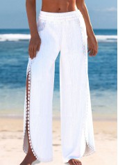 pantalon de plage fendu taille haute blanc rotita