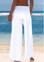 pantalon de plage fendu taille haute blanc rotita