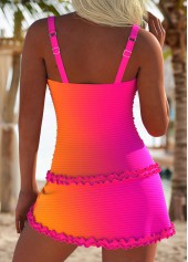 Pink swimwear,Ombre swimwear,ROTITA Tie Pink Ombre Mid Waisted Tankini Set