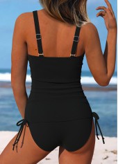 Light Pink swimwear,Contrast Color swimwear,ROTITA Lace Light Pink Mid Waisted Tankini Set