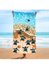 Sky Blue accessories,Animal Print accessories,Marine Life Print Sky Blue Absorbent Beach Blanket