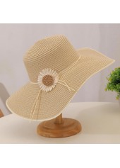 Sunflower Print Light Camel Straw Hat