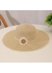 Light Camel accessories,Plants accessories,Sunflower Print Light Camel Straw Hat