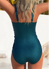 Peacock Blue swimwear,Plain Color swimwear,ROTITA Stretch Peacock Blue One Piece Swimwear