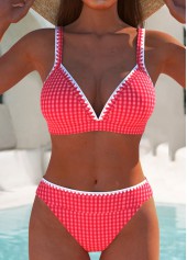 Rotita – Mitteltaillen-Bikiniset mit Kontrasteinfassung und rotem Karomuster