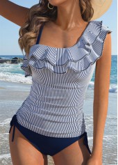 ensemble tankini taille moyenne à rayures bleu marine patchwork rotita