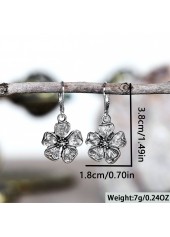 Silver jewelry,Silver Color Alloy Detail Flower Earrings