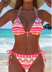 ROTITA Bowknot Multi Color Tribal Print Bikini Set