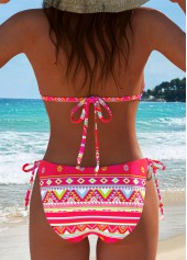 Multi Color swimwear,Tribal swimwear,Geometric swimwear,ROTITA Bowknot Multi Color Tribal Print Bikini Set
