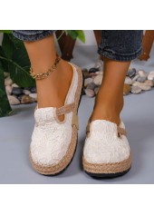 Beige shoes,Contrast Color shoes,Canvas Detail Beige Falt Closed Toe
