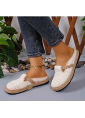 Beige shoes,Contrast Color shoes,Canvas Detail Beige Falt Closed Toe