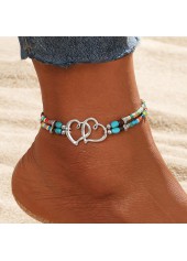 Heart Multi Color Alloy Beaded Anklet